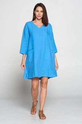 LD1001 VNeck 3/4 Sleeve Pocket Dress