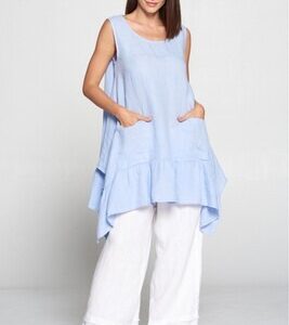 HLT675 Flounced Ruffle Tunic Top