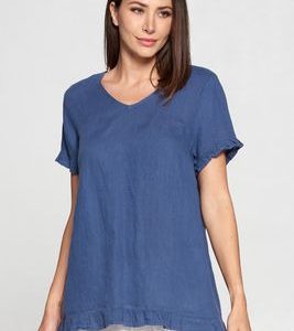 HLT413 Ruffled Short Sleeve Top