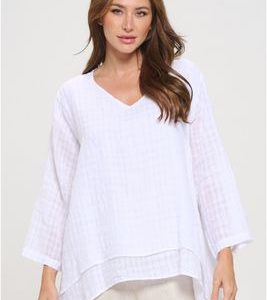 CR2-95 Double Layer 3/4 Sleeve VNeck Top
