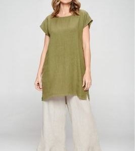 HLT449 Cap Sleeve Long Tunic Top