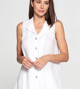 HLT564 Sleeveless Button Top