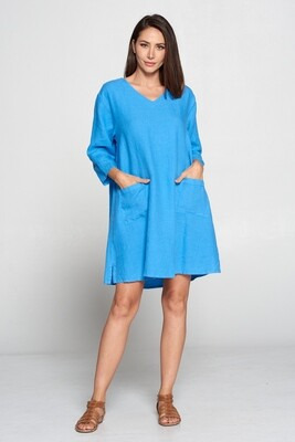 LD1001 VNeck 3/4 Sleeve Pocket Dress - Image 3