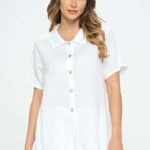 HLT20 Collared Button Short Sleeve Top