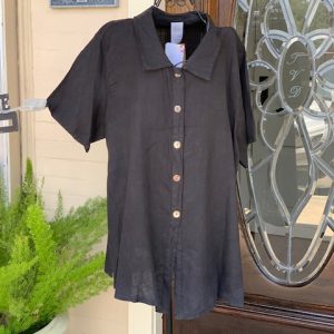 HLT279 Collared Button Short Sleeve Top