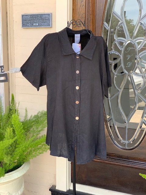 HLT279 Collared Button Short Sleeve Top